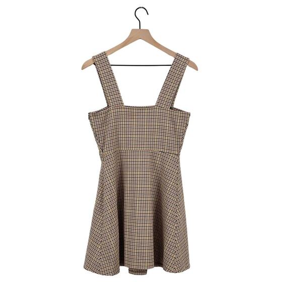 ZARA Overall Plaid Mini Dress Tan Size XS - Picture 9 of 9